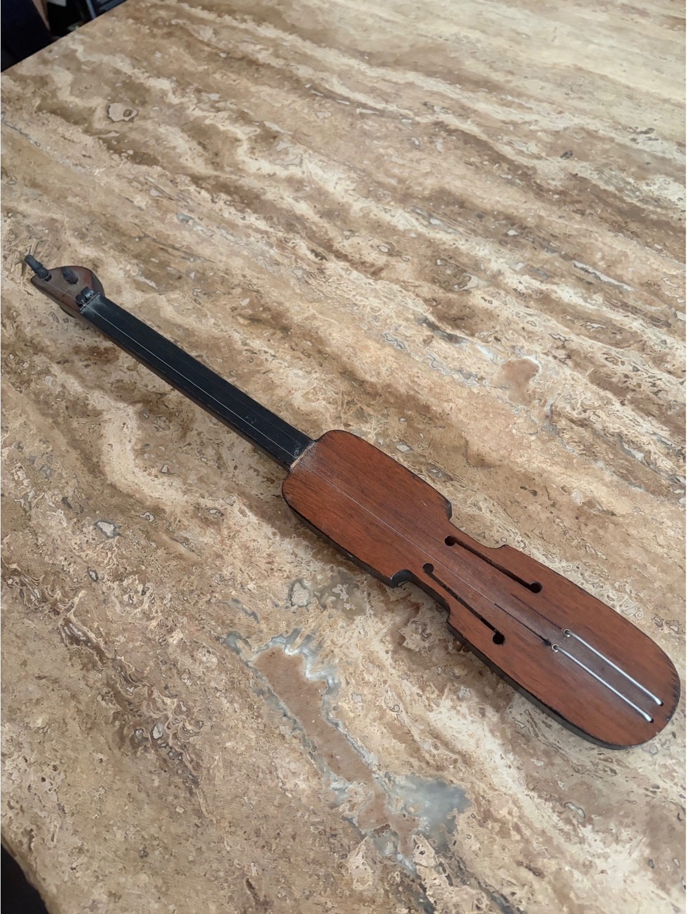 Vintage Wooden Musical Instrument with Two Strings